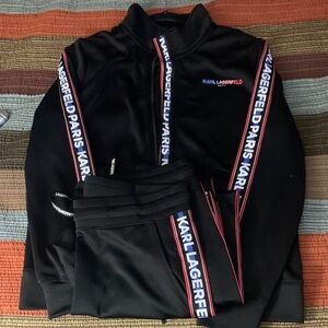 Karl Lagerfeld Black Tracksuit with Logo Accents